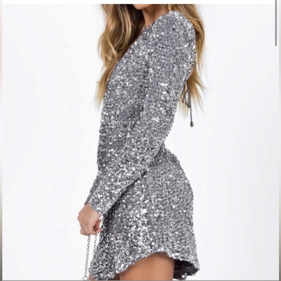 Princess Polly low back sequin silver dress - Picture 4 of 9